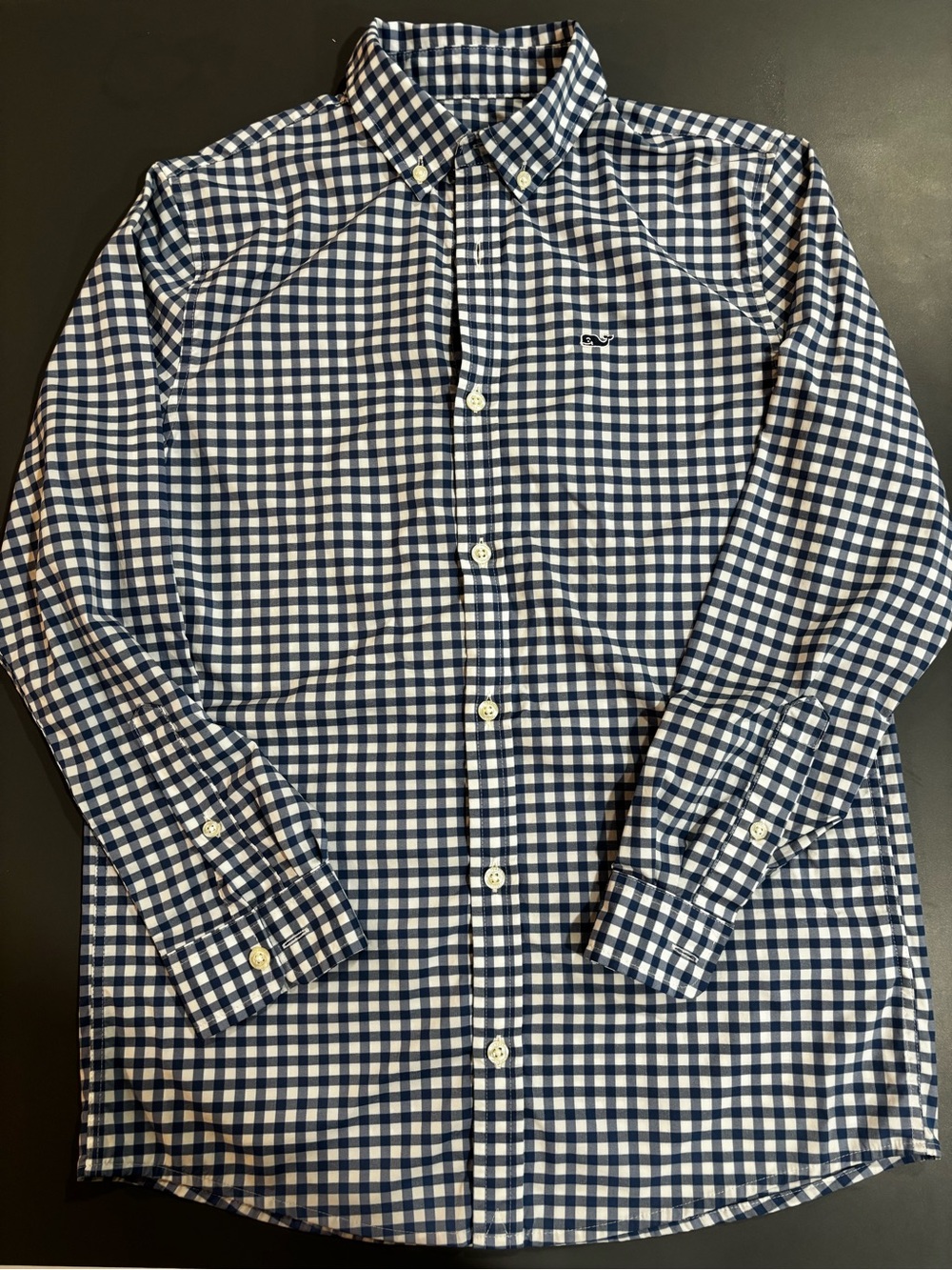 Vineyard Vines Performance Navy and White Gingham Button-Down Shirt